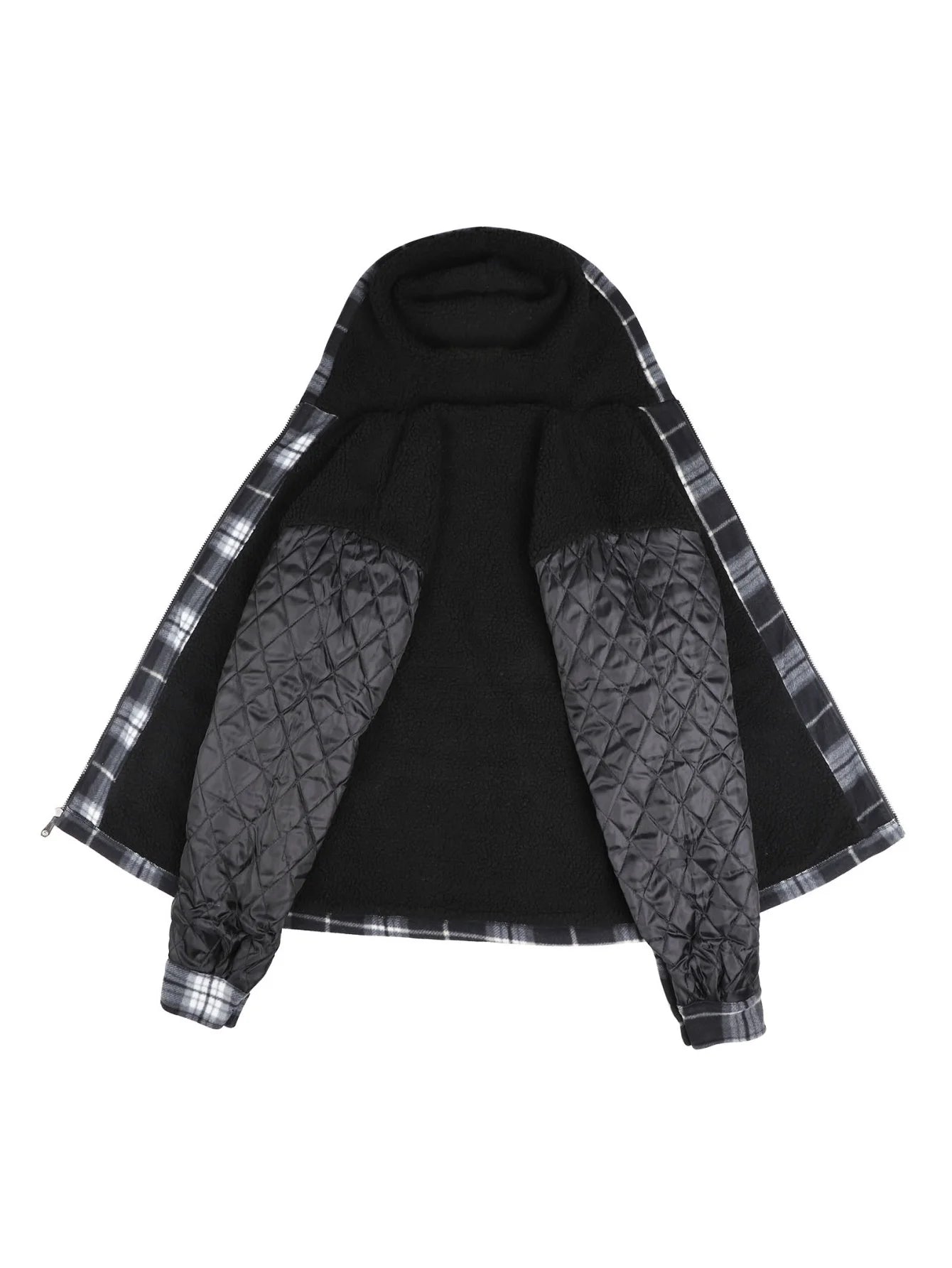 Men's Winter Jacket - Casual Hooded Plaid Coat With Zipper Closure & Windproof Warm Outerwear - ZOOMNSTORE