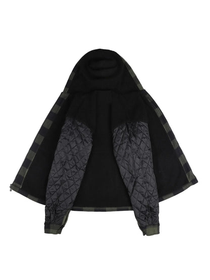 Men's Winter Jacket - Casual Hooded Plaid Coat With Zipper Closure & Windproof Warm Outerwear - ZOOMNSTORE