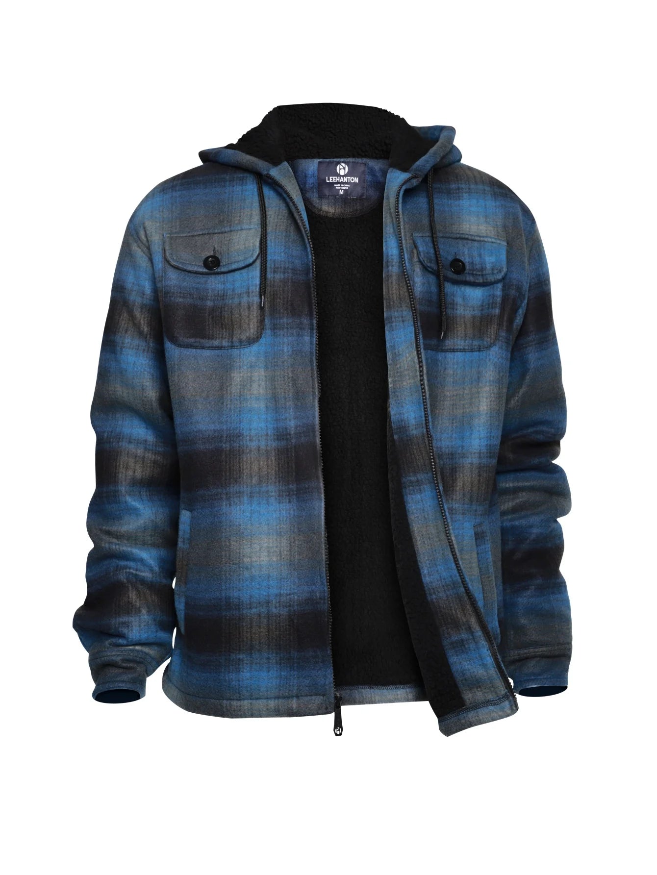 Men's Winter Jacket - Casual Hooded Plaid Coat With Zipper Closure & Windproof Warm Outerwear - ZOOMNSTORE