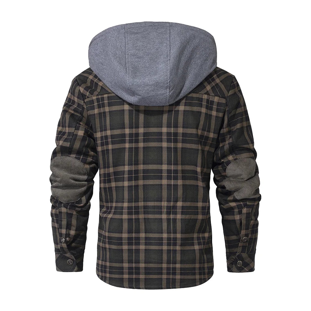 Men's Winter Jacket - Hooded Warm Coat With Sherpa Lined Fleece & Zipper Closure - ZOOMNSTORE