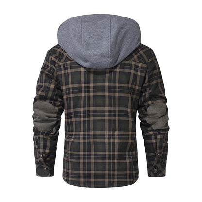 Men's Winter Jacket - Hooded Warm Coat With Sherpa Lined Fleece & Zipper Closure - ZOOMNSTORE
