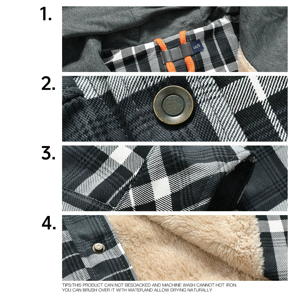 Men's Winter Jacket - Hooded Warm Coat With Sherpa Lined Fleece & Zipper Closure - ZOOMNSTORE