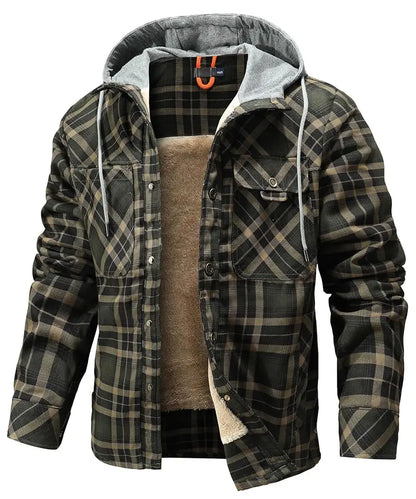 Men's Winter Jacket - Hooded Warm Coat With Sherpa Lined Fleece & Zipper Closure - ZOOMNSTORE