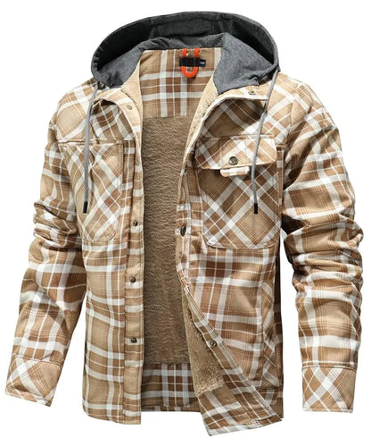 Men's Winter Jacket - Hooded Warm Coat With Sherpa Lined Fleece & Zipper Closure - ZOOMNSTORE