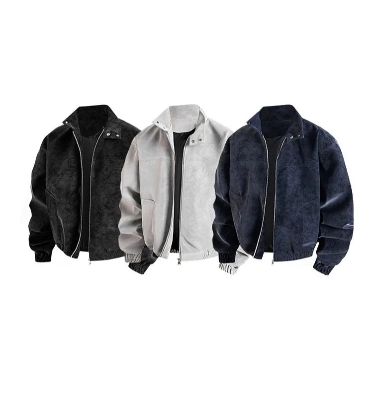 Men's Winter Jacket - Stand Up Collar Zipper Closure | Casual Outerwear Coat - ZOOMNSTORE