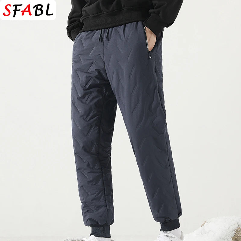 New Fleece Warm Winter Men's Pants Casual Thicken Joggers Pants for Men Thermal Padded Trousers Black Sweatpants Men Waterproof - ZOOMNSTORE