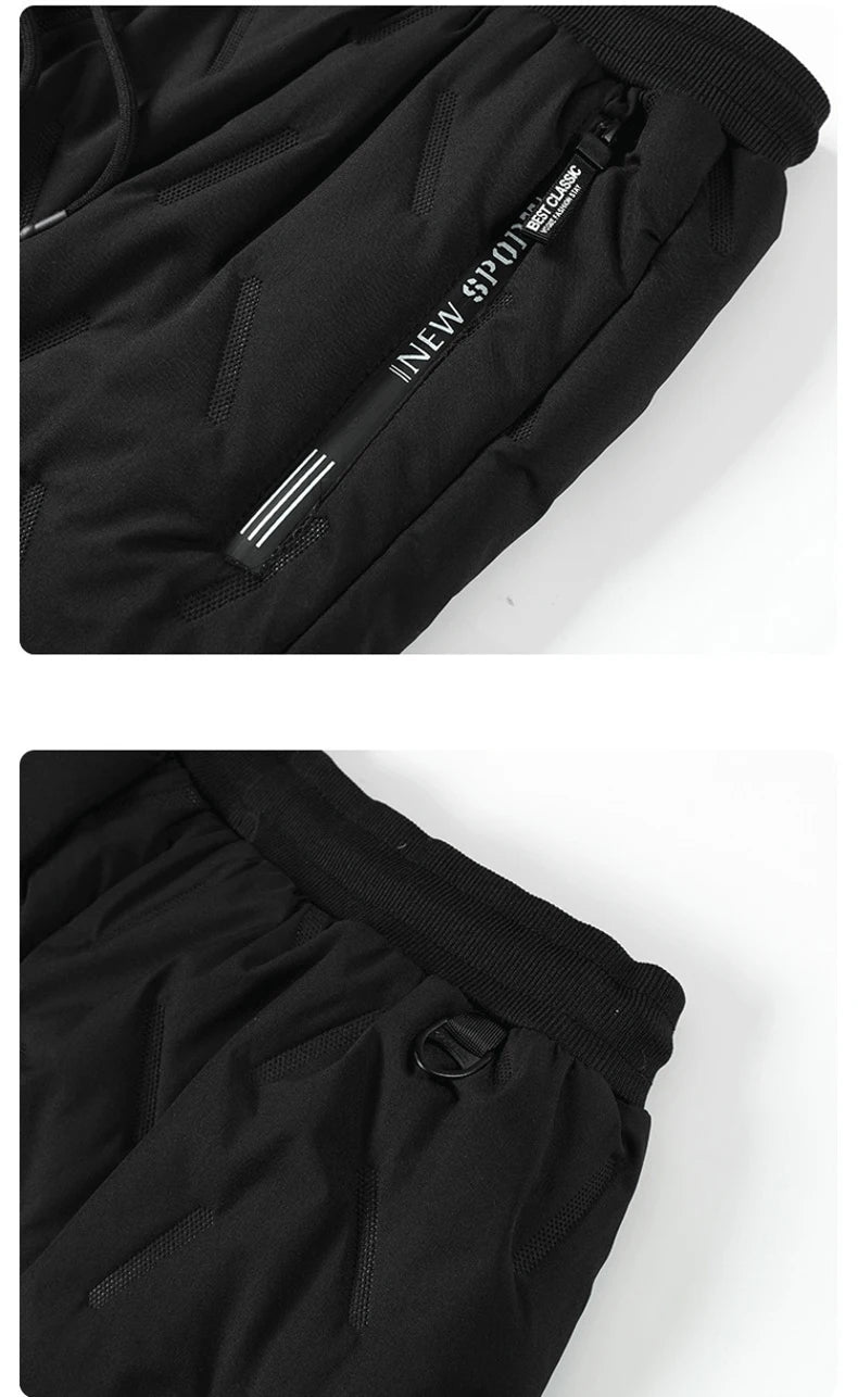 New Fleece Warm Winter Men's Pants Casual Thicken Joggers Pants for Men Thermal Padded Trousers Black Sweatpants Men Waterproof - ZOOMNSTORE