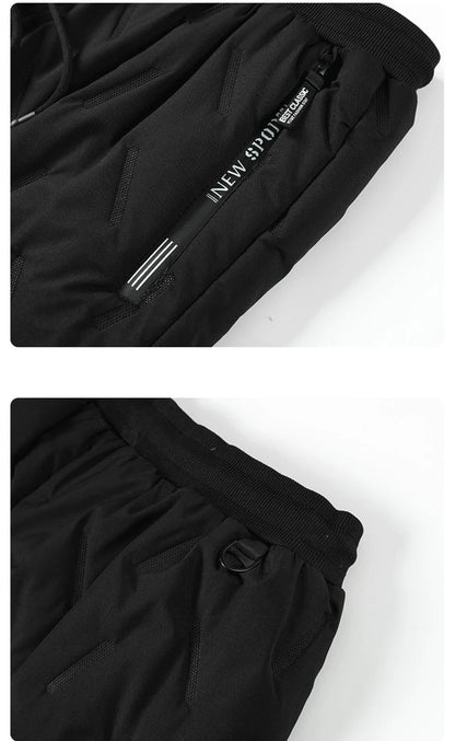 New Fleece Warm Winter Men's Pants Casual Thicken Joggers Pants for Men Thermal Padded Trousers Black Sweatpants Men Waterproof - ZOOMNSTORE