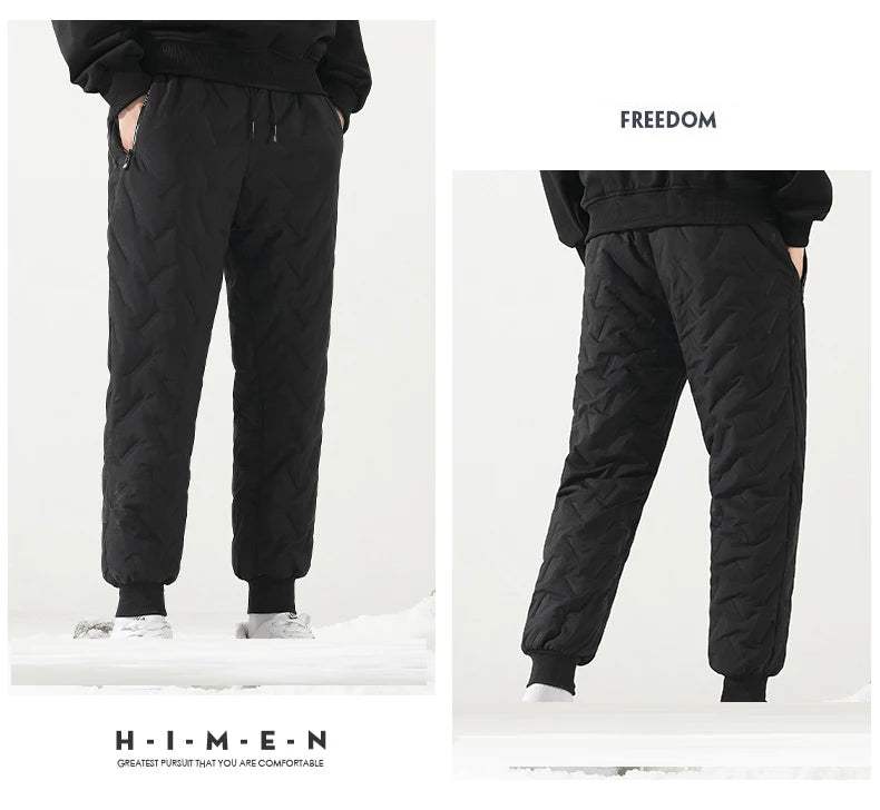 New Fleece Warm Winter Men's Pants Casual Thicken Joggers Pants for Men Thermal Padded Trousers Black Sweatpants Men Waterproof - ZOOMNSTORE