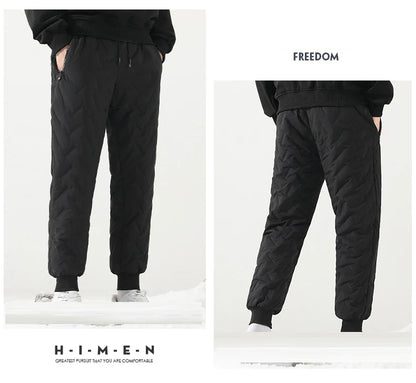 New Fleece Warm Winter Men's Pants Casual Thicken Joggers Pants for Men Thermal Padded Trousers Black Sweatpants Men Waterproof - ZOOMNSTORE