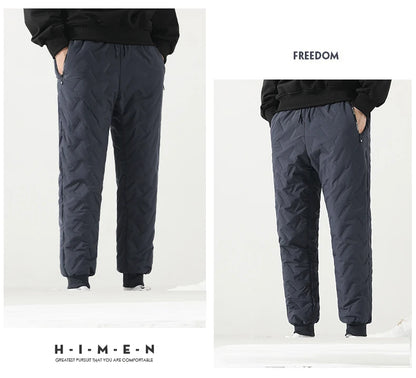 New Fleece Warm Winter Men's Pants Casual Thicken Joggers Pants for Men Thermal Padded Trousers Black Sweatpants Men Waterproof - ZOOMNSTORE