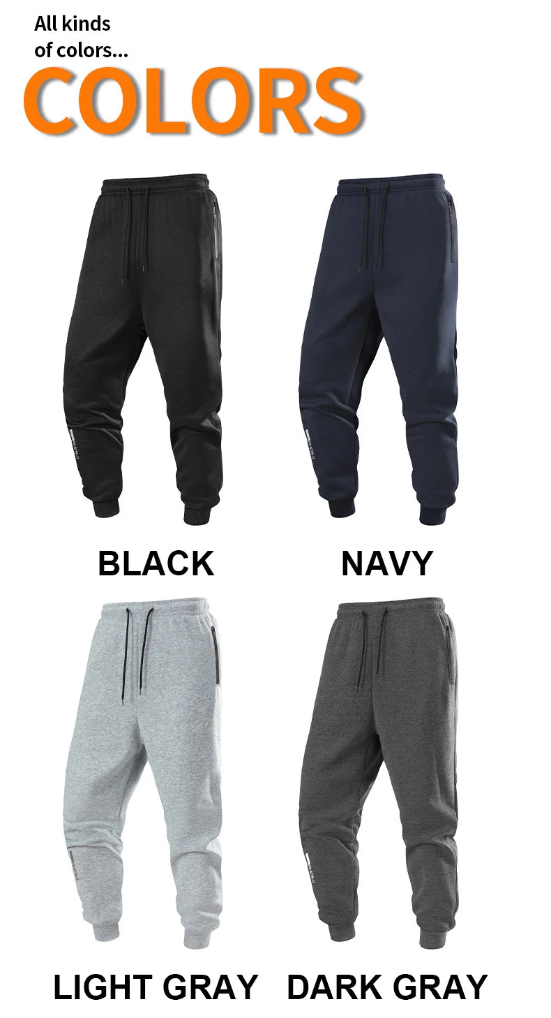 Men's Winter Sweatpants - Thermal Running Pants With Elastic Waist & Fleece Jogging Trousers - ZOOMNSTORE