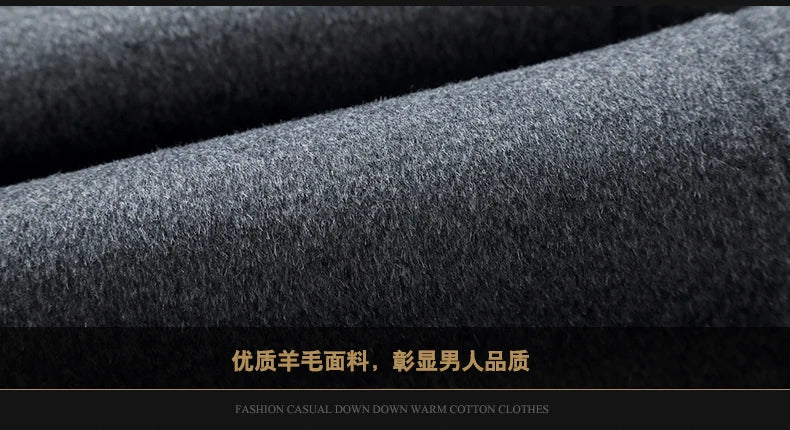 Men's Wool Coat - Thick Cotton Winter Trench Coat | Long Overcoat With Turn-Down Collar - ZOOMNSTORE