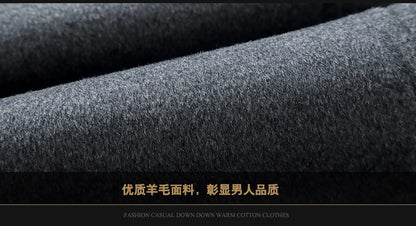 Men's Wool Coat - Thick Cotton Winter Trench Coat | Long Overcoat With Turn-Down Collar - ZOOMNSTORE