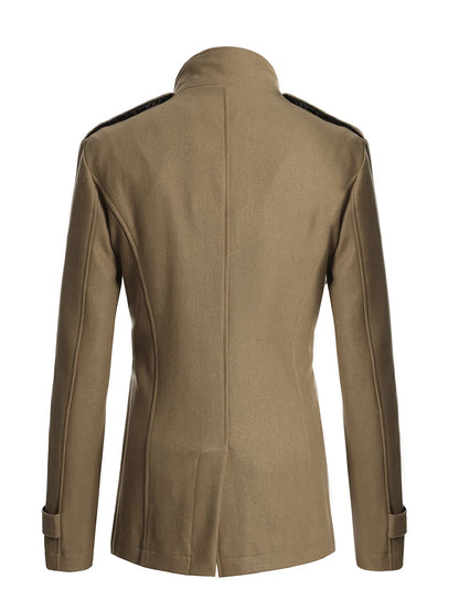 Men's Woolen Coat - Mid-Length Streetwear Jacket With Double Breasted Buttons - ZOOMNSTORE