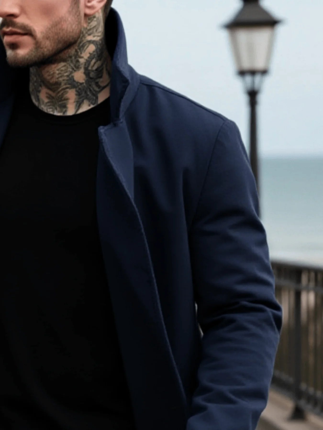 Men's Woolen Coat - Winter Mid-Length Double Breasted Jacket With Polyester Lining - ZOOMNSTORE