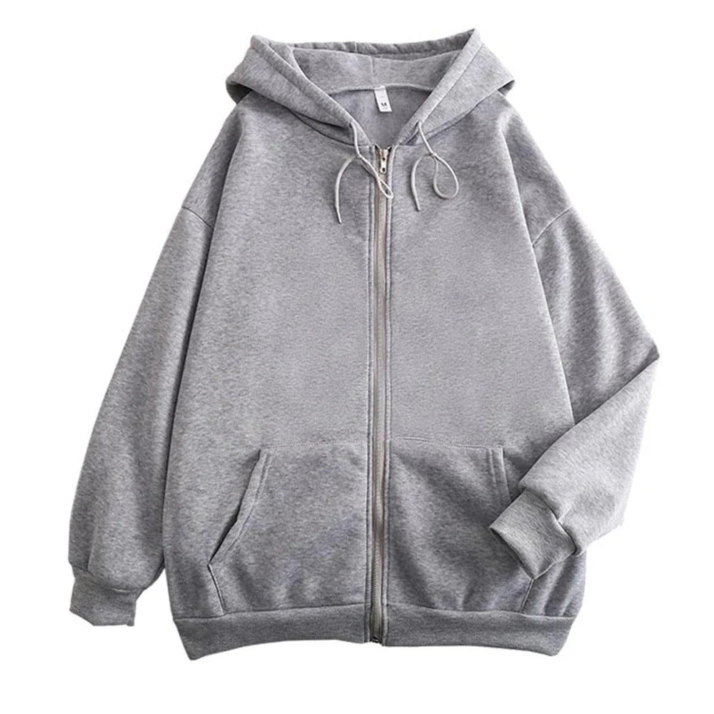 Mens Zip Up Hoodie - Solid Color Casual Jacket Y2K Fashion Outdoor Sweatshirt - ZOOMNSTORE