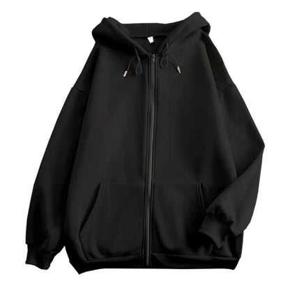 Mens Zip Up Hoodie - Solid Color Casual Jacket Y2K Fashion Outdoor Sweatshirt - ZOOMNSTORE