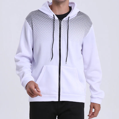 Mens Polka Dot Zip Up Hoodie - Casual Slim Fit Sweatshirt for Spring  Autumn - ZOOMNSTORE