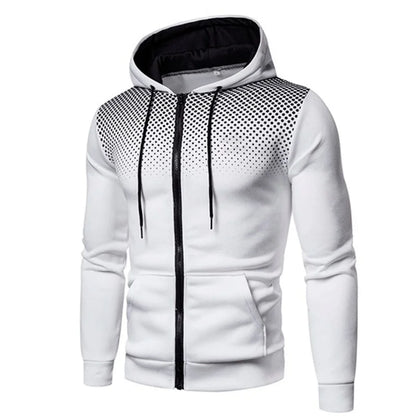 Mens Polka Dot Zip Up Hoodie - Casual Slim Fit Sweatshirt for Spring  Autumn - ZOOMNSTORE