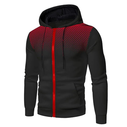 Mens Polka Dot Zip Up Hoodie - Casual Slim Fit Sweatshirt for Spring  Autumn - ZOOMNSTORE