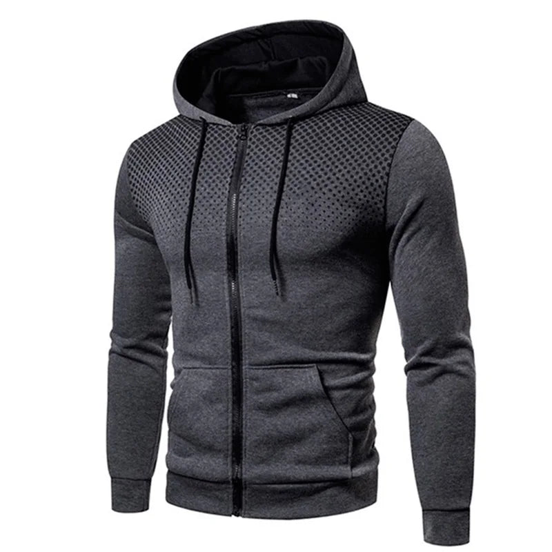 Mens Polka Dot Zip Up Hoodie - Casual Slim Fit Sweatshirt for Spring  Autumn - ZOOMNSTORE