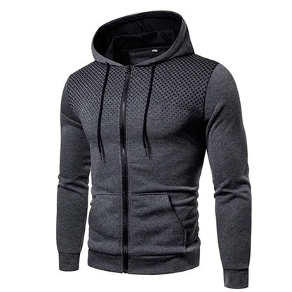 Mens Polka Dot Zip Up Hoodie - Casual Slim Fit Sweatshirt for Spring  Autumn - ZOOMNSTORE