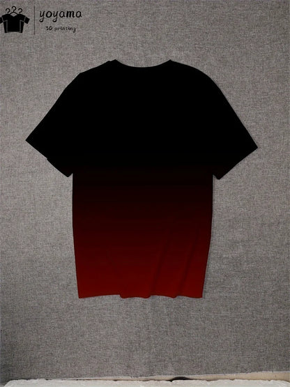 Mens 3D Graphic T-Shirt - Summer Gradient Print Round Neck Fashion Top - ZOOMNSTORE