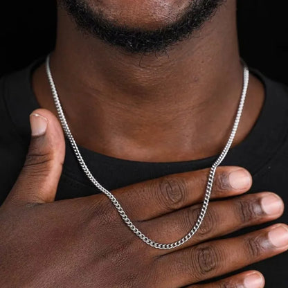 Mens 3mm Cuban Chain Necklace - Simple Stainless Steel Titanium Jewelry Gift - ZOOMNSTORE