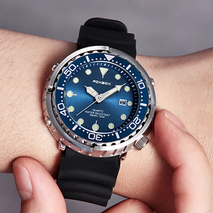 Mens 50ATM Waterproof Diver Watch - Fashion Sport Quartz Wristwatch - ZOOMNSTORE