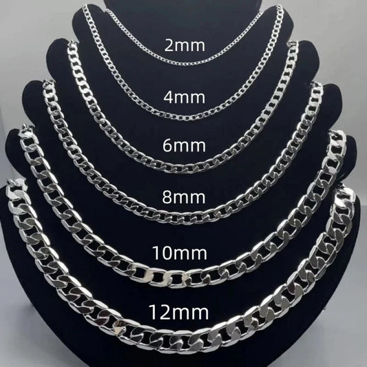 Mens 925 Sterling Silver Face Chain Necklace - Adjustable 40-75cm 2-12MM Lobster Clasp Jewelry Gift - ZOOMNSTORE
