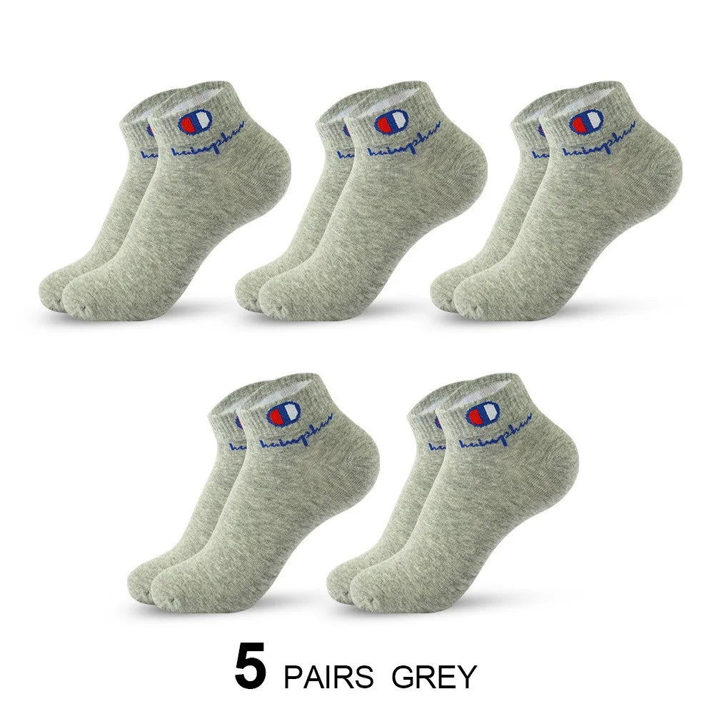 Mens Ankle Socks - Cotton Athletic Socks Breathable Black  White Classic Fashion 51020 Pairs - ZOOMNSTORE
