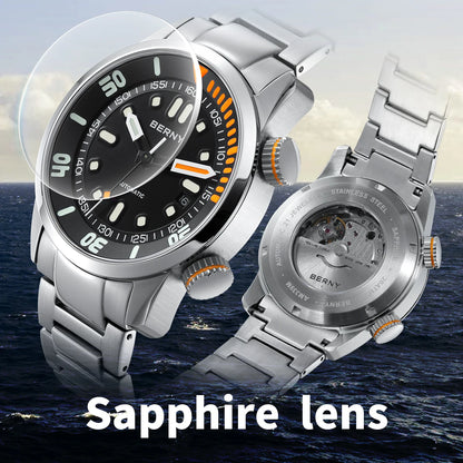 Mens Automatic Dive Watch - Super Luminous 20ATM Sapphire Mechanical Wristwatch - ZOOMNSTORE
