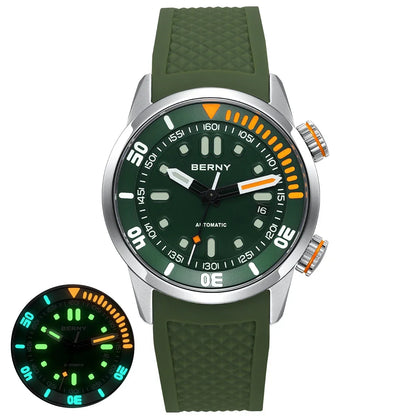 Mens Automatic Dive Watch - Super Luminous 20ATM Sapphire Mechanical Wristwatch - ZOOMNSTORE