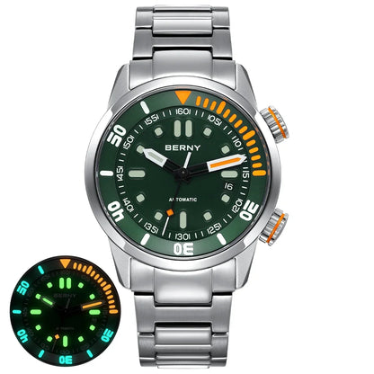 Mens Automatic Dive Watch - Super Luminous 20ATM Sapphire Mechanical Wristwatch - ZOOMNSTORE