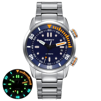 Mens Automatic Dive Watch - Super Luminous 20ATM Sapphire Mechanical Wristwatch - ZOOMNSTORE