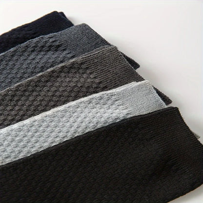 Mens Bamboo Fiber Socks - 5 Pairs Odor Resistant Dark Floral Pattern Medium Tube - ZOOMNSTORE
