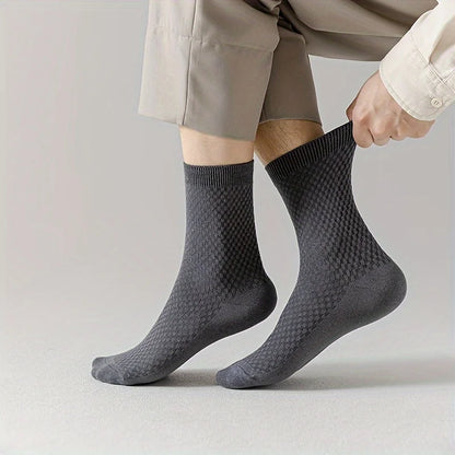 Mens Bamboo Fiber Socks - 5 Pairs Odor Resistant Dark Floral Pattern Medium Tube - ZOOMNSTORE