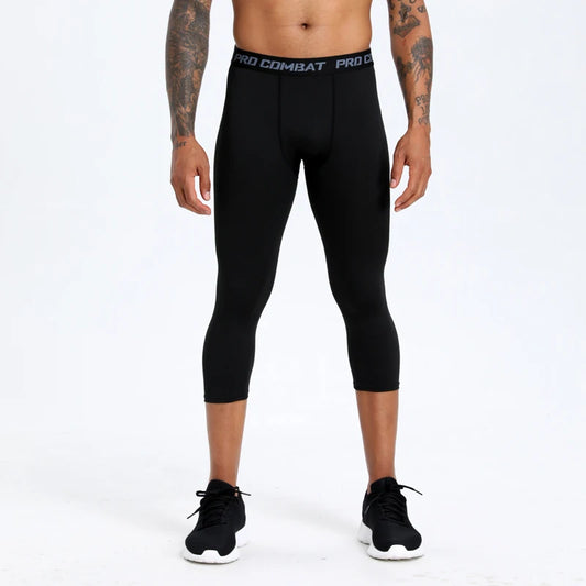 Mens Basketball Compression Leggings - 34 Quick-Dry Capri Pants for Running and Training - ZOOMNSTORE