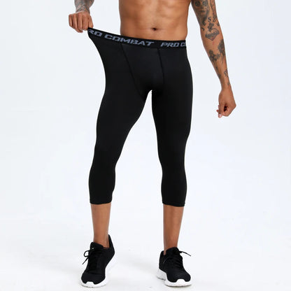 Mens Basketball Compression Leggings - 34 Quick-Dry Capri Pants for Running and Training - ZOOMNSTORE