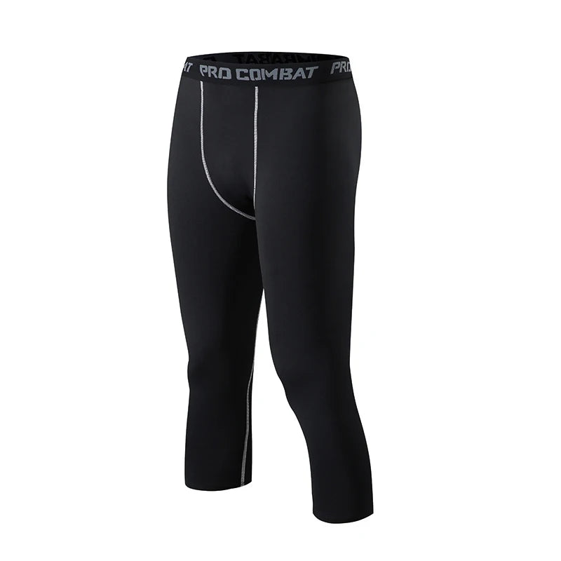 Mens Basketball Compression Leggings - 34 Quick-Dry Capri Pants for Running and Training - ZOOMNSTORE