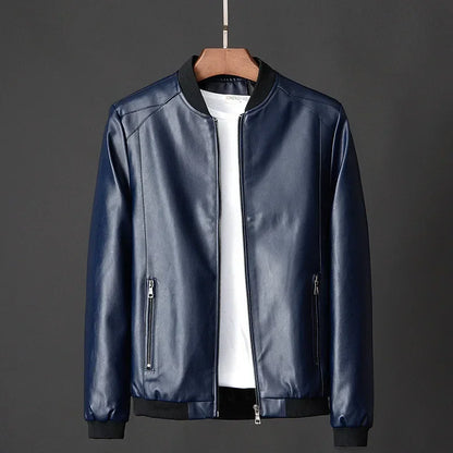 Mens Black Biker PU Leather Jacket - Trendy Casual Slim Fit Coat - ZOOMNSTORE