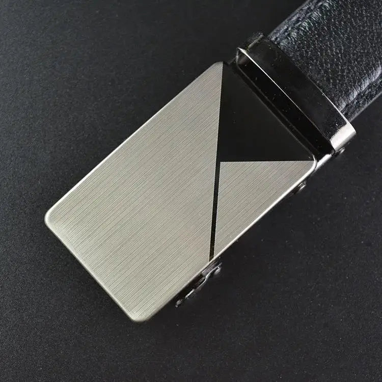 Mens Black PU Leather Automatic Buckle Business Belt - Top Quality Waistband for Jeans - ZOOMNSTORE