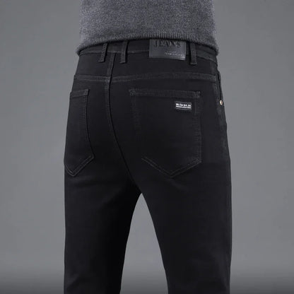 Mens Black Slim Jeans - Elastic Straight Pants Vintage Denim for Business  Leisure - ZOOMNSTORE