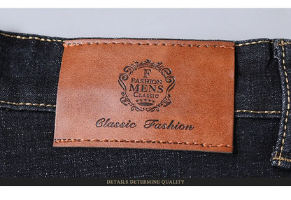 Mens Black Straight Denim Biker Jeans - Classic Business Casual Pants - ZOOMNSTORE