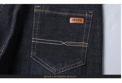 Mens Black Straight Denim Biker Jeans - Classic Business Casual Pants - ZOOMNSTORE