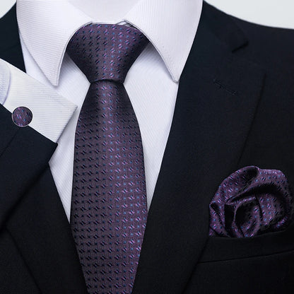 Mens Blue Gold Tie  Pocket Square Set - Wedding  Party Accessories - ZOOMNSTORE