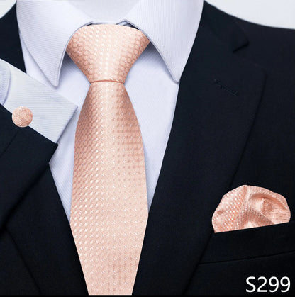 Mens Blue Gold Tie  Pocket Square Set - Wedding  Party Accessories - ZOOMNSTORE
