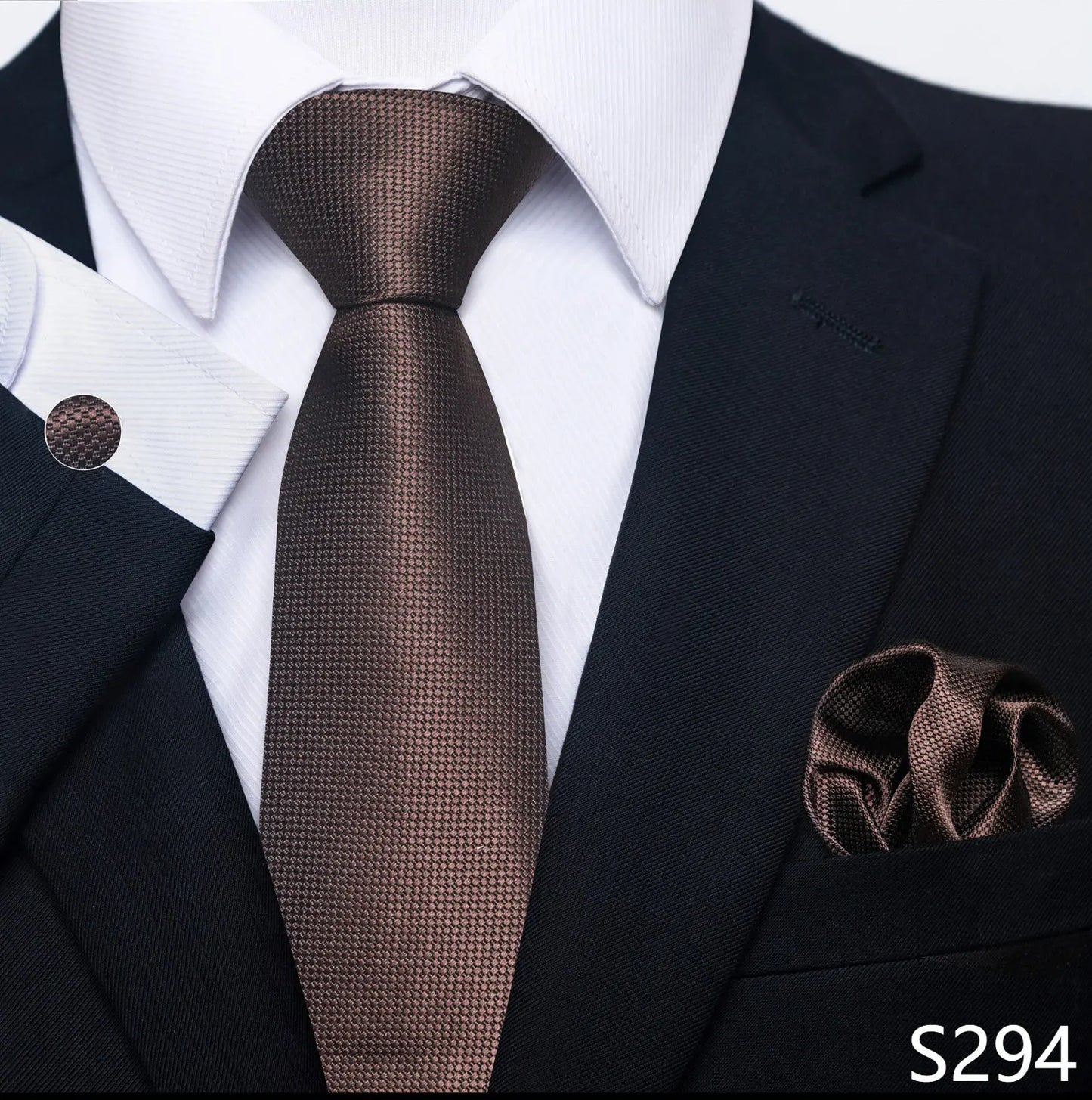 Mens Blue Gold Tie  Pocket Square Set - Wedding  Party Accessories - ZOOMNSTORE