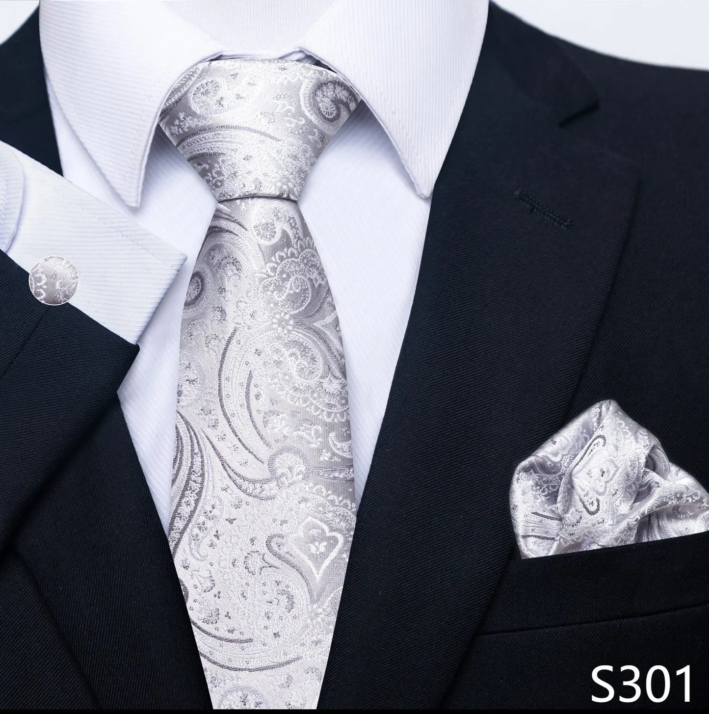Mens Blue Gold Tie  Pocket Square Set - Wedding  Party Accessories - ZOOMNSTORE